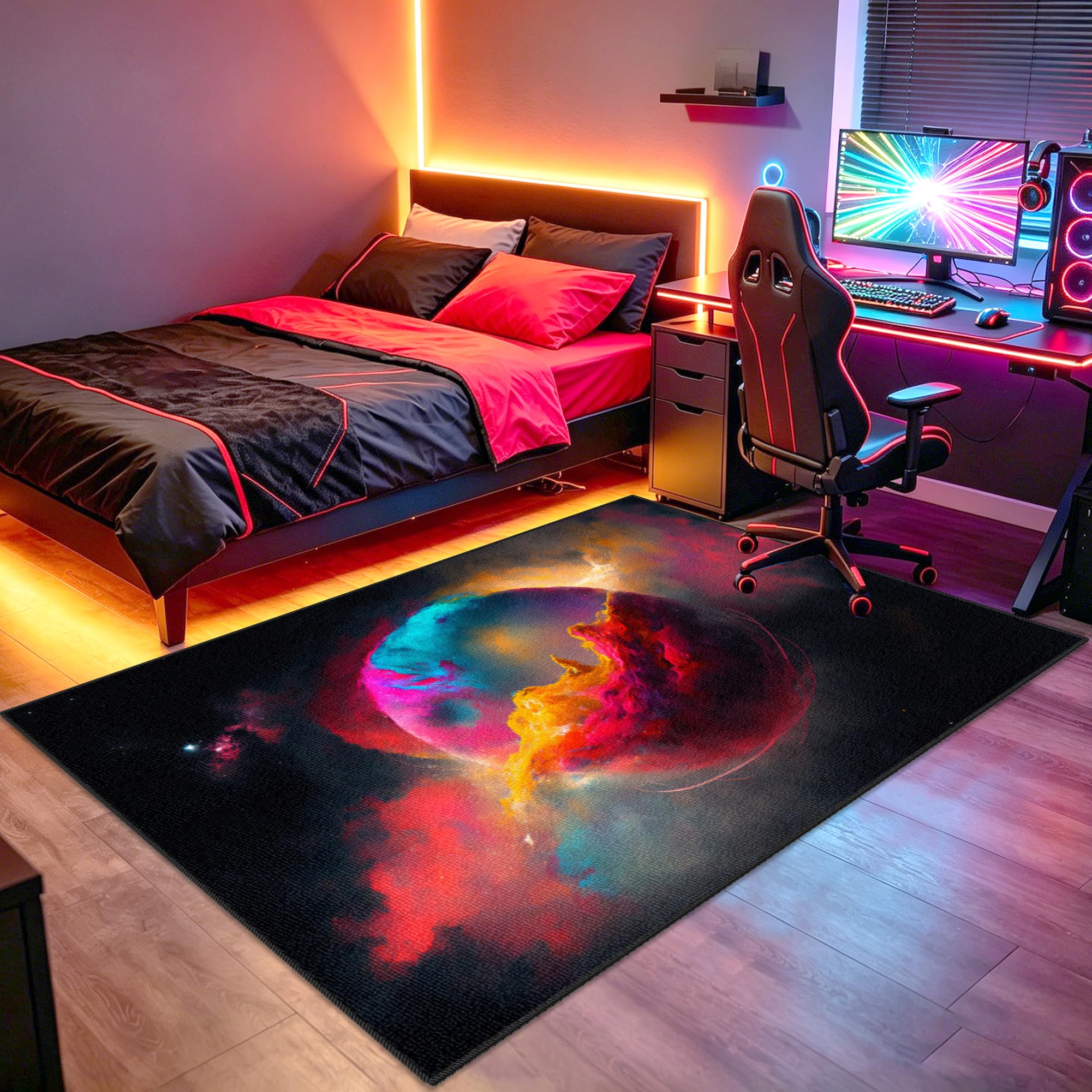 Dywan do sypialni Gaming Mata do gier na krzesło komputerowe 200 x 270 cm Antypoślizgowy dywan krzesło do gier na salę zabaw Dywan do salonu dla graczy Chłopiec