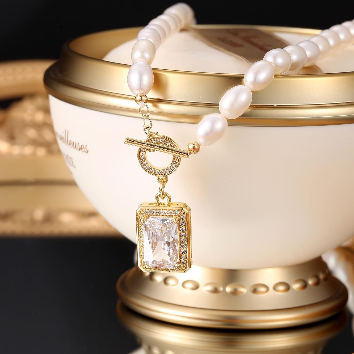 Vista 2 de LYLYMIMI Emerald Jewelry for Women Green Stone Necklace Earrings Set Cute Necklaces