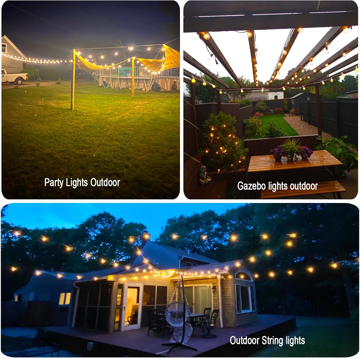 100FT Outdoor Globe String Lights LED Waterproof G40 String Lights Connectable with 52 Shatterproof Bulbs Dimmable Patio Lights String for Bistro Backyard Gazebo Lights
