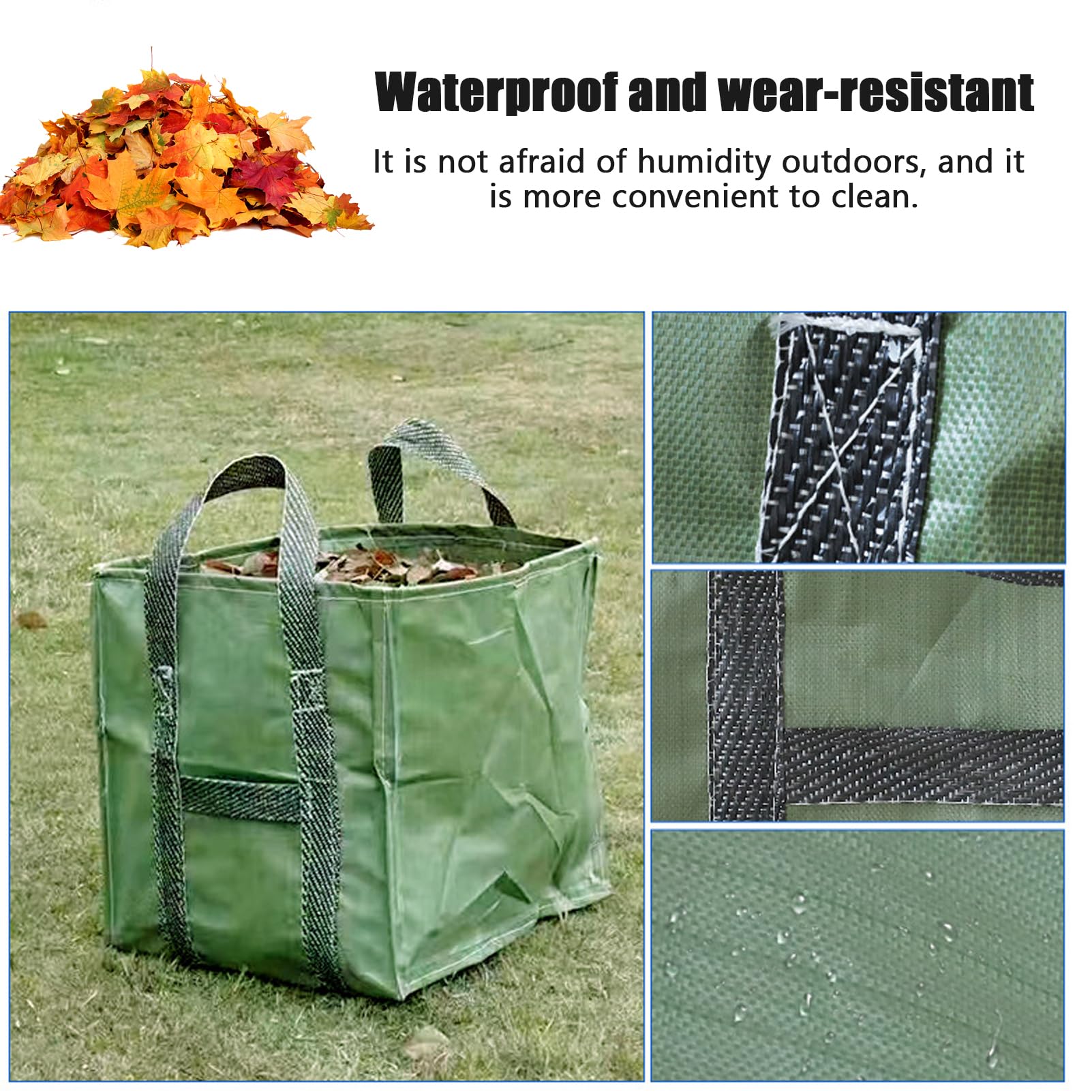 2 Bolsas de Basura de Jardín, 150 l, Bolsas de Jardín Reutilizables Resistentes, Tela Industrial y Asas, Bolsas de Basura de Jardín para Recoger Residuos de Plantas, Hierba y Hojas