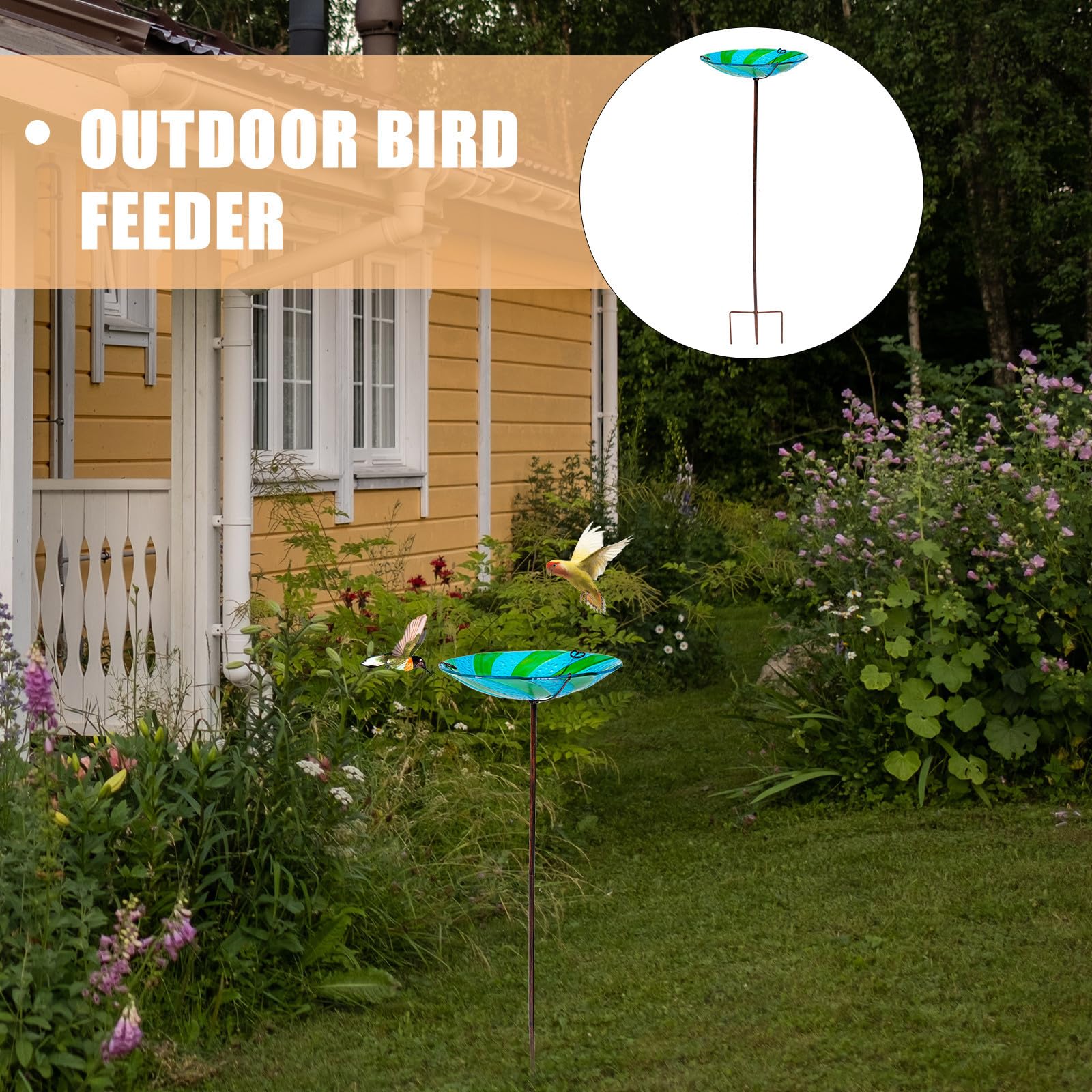 POPETPOP Mangeoire à Oiseaux Réutilisable en Fer avec Bol de Bain en Verre Noir, Résistant et Unique, pour Cockatiels et Perroquets Le Jardin Maison