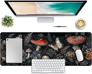 Mushroom Mouse Pad, Botany Desk Mat,Gaming Mouse Pad,Keyboard Mat Office Desk Decor Accessories