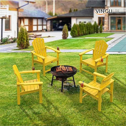 Miniatura 2 de VINGLI Silla Adirondack plegable de plástico con soporte para tazas, material HDPE 100% reciclable, capacidad de peso de 380 libras para piscina al