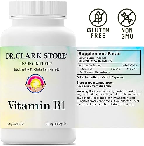 Miniatura 4 de Suplemento de vitamina B1 Dr Clark 500 mg 100 cápsulas