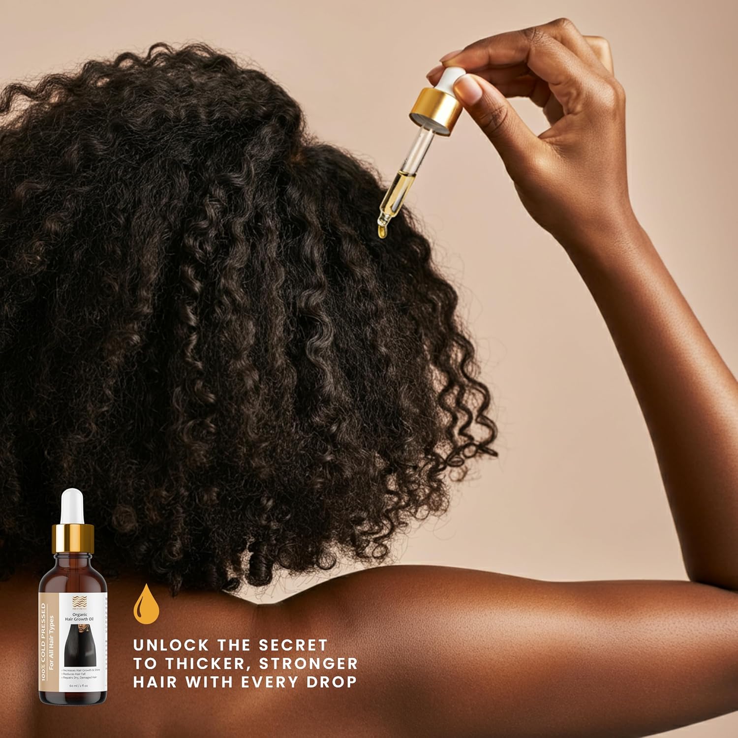 Organic Hair Growth Oil, 100% Cold Pressed Organic, Traditional Scalp & Hair Massage, Thickness Shine Repair for Damage & Thin Hair,Amla Blackseed Olive Castor Coconut Rosemary 2 oz - Image 5