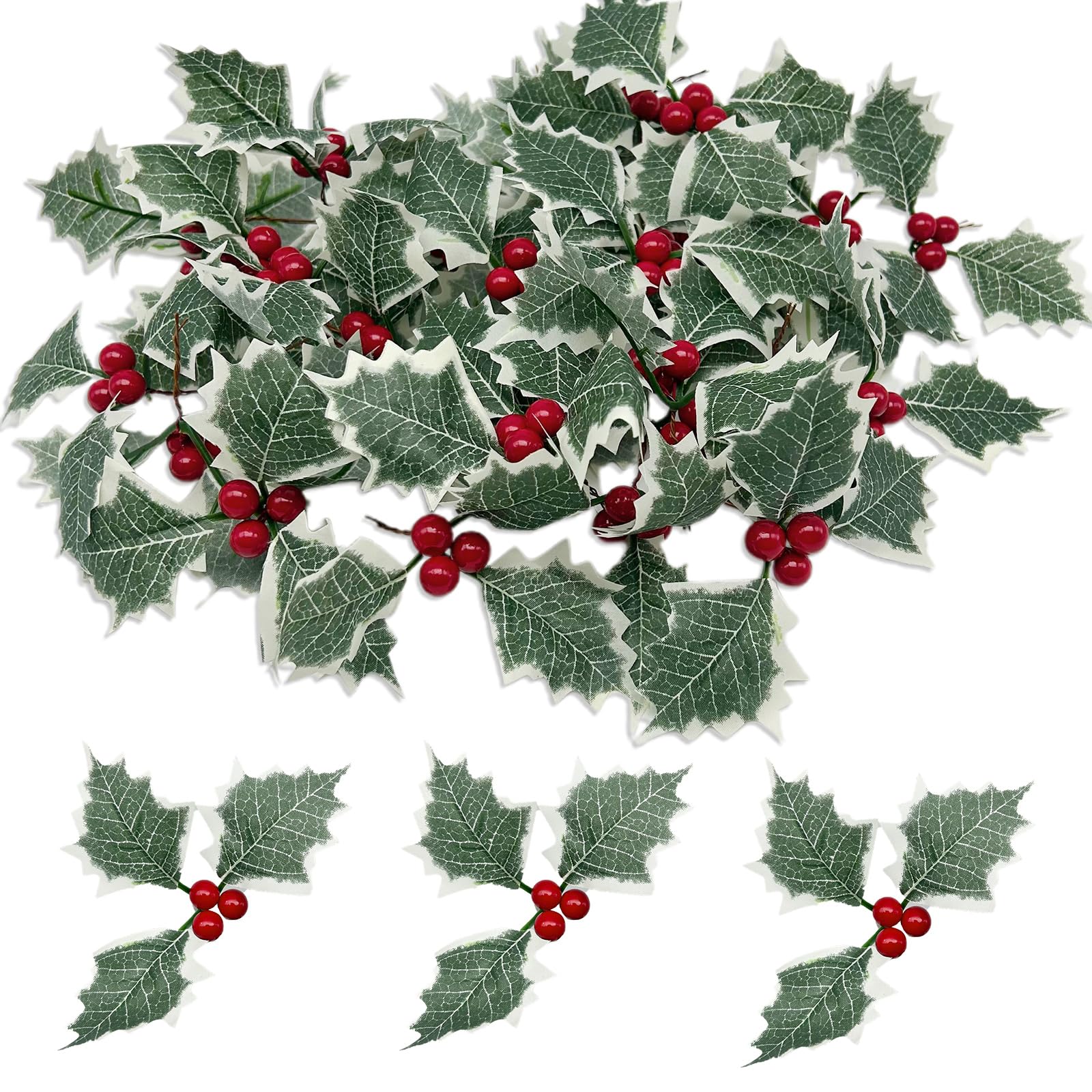 Amazon.de: SAIIURV 36 Stck Weihnachtsbeeren Knstlich, Stechpalmenbeeren  mit Grnen Blttern fr Weihnachts Rote Stechpalme Bltter Beeren Holly  Berry Green Leaves fr Weihnachtsgirlande Tischdekoration (Grn)
