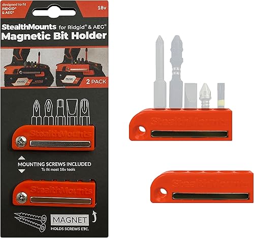 StealthMounts Magnetic Bit Holder for Ridgid Drill Bit Organizer Perfect Bit Holder for Ridgid Drills and Impacts (2 Pack)