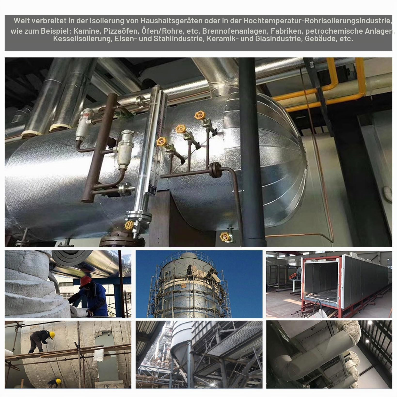 Keramikfaser-Decke Hochtemperatur Isolierung, Keramikfasermatte Isolierung Feuerfeste mit Einseitiger Aluminiumfolie für Öfen,Herde,Schamottsteine,Kessel (610mmx7000mmx20mm)