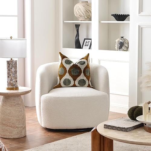 Miniatura 62 de KINWELL Juego de 2 sillas giratorias de barril Boucle de 34 pulgadas de ancho, sin montaje, sillones tapizados redondos, sillas decorativas, sofá