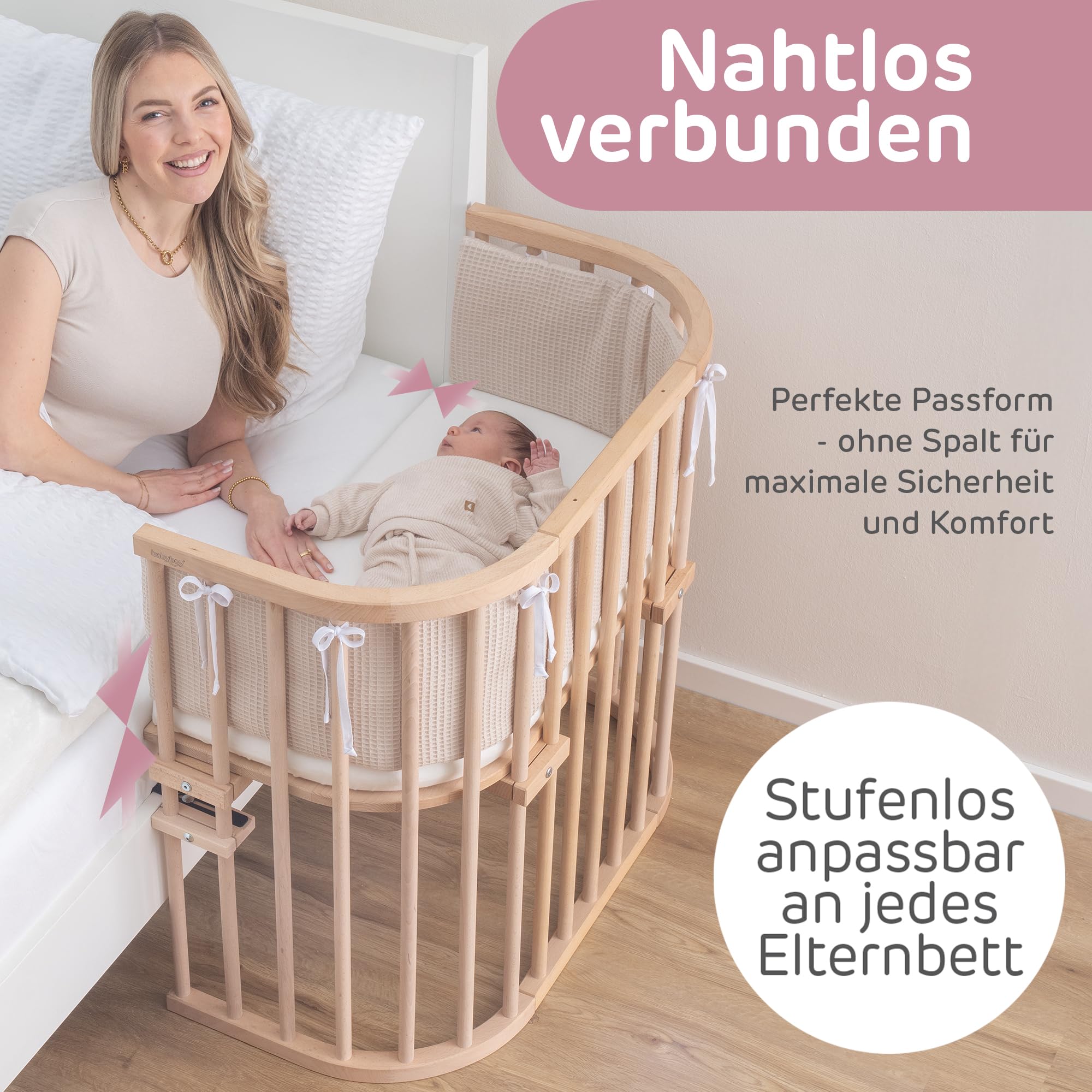 babybay Original - Cuna adosada con ventilación extra, color madera natural