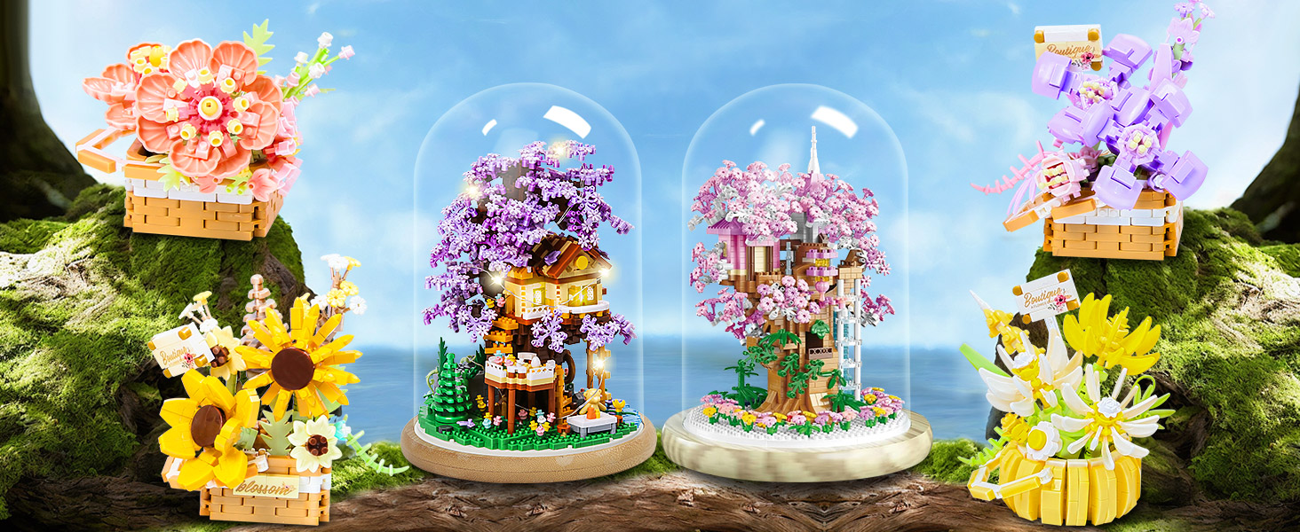 Amazon.com: Insgen Cherry Blossom Bonsai Tree House Building