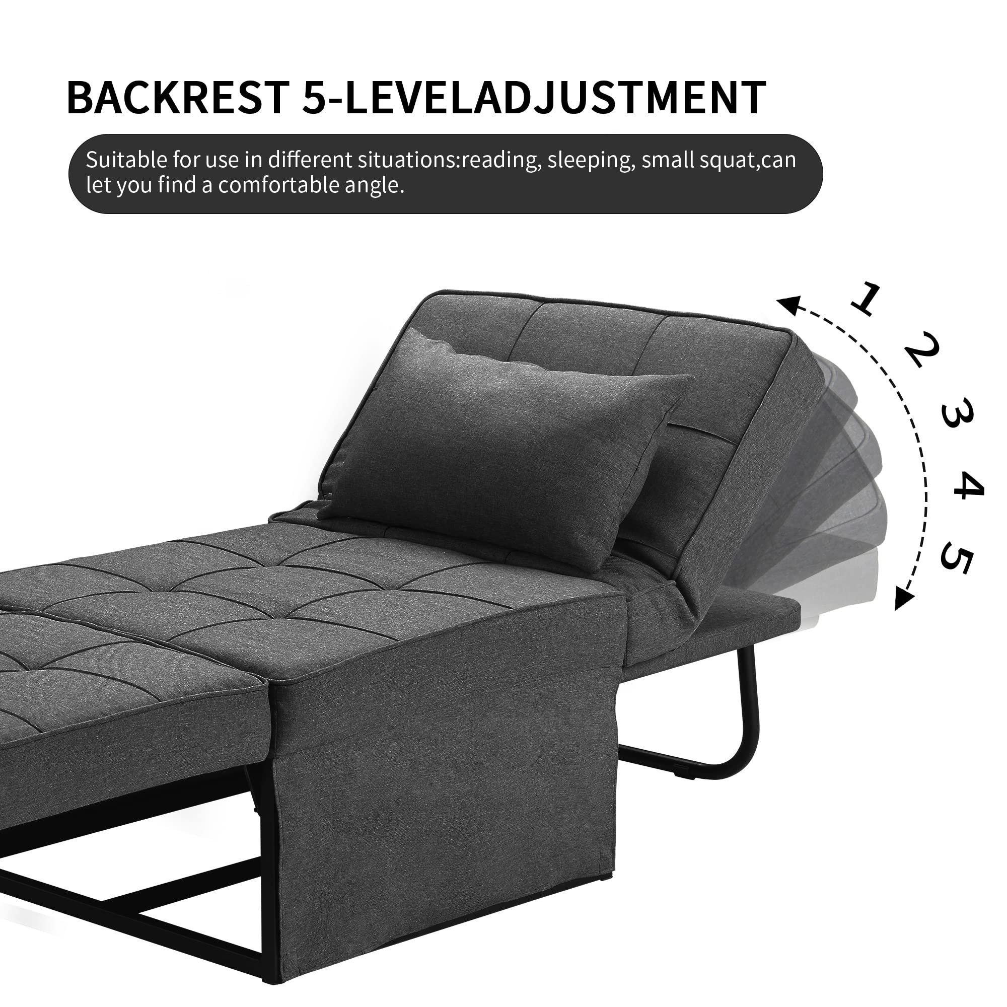 Saemoza Sofa Bed, 4 in 1 Multi Function Single Folding Ottoman Bed with