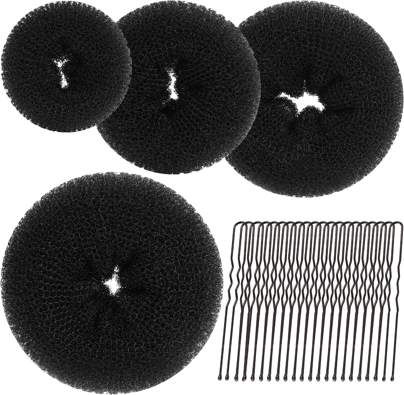 Teenitor Hair Donut, Hair Bun Maker, Blackï¼Ë†Extra-large, Large, Medium and Smallï¼â€°