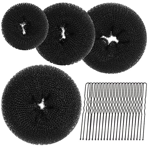 Teenitor Hair Donut, Hair Bun Maker, Black（Extra-large, Large, Medium and