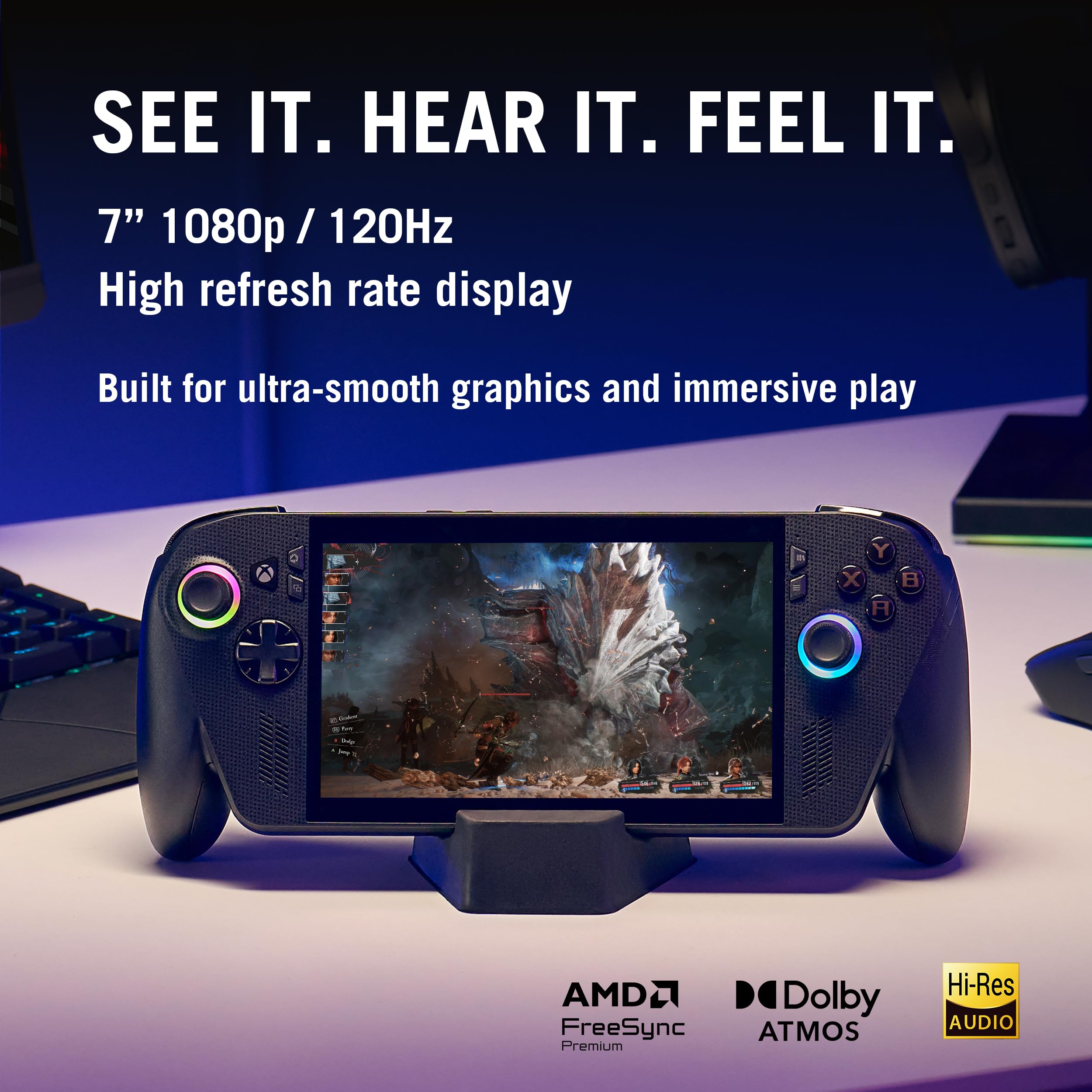 ASUS ROG XBOX Ally X (2025), AMD Ryzen AI Z2 Extreme Processor,24GB RAM, 1TB SSD,7"/17.8cm, FHD,Touchscreen,120Hz, 500 nits,Win 11 Home, Black,715g,RC73XA-NH016W,AMD Radeon Graphics,Gaming Handheld PC — Amazon image 5