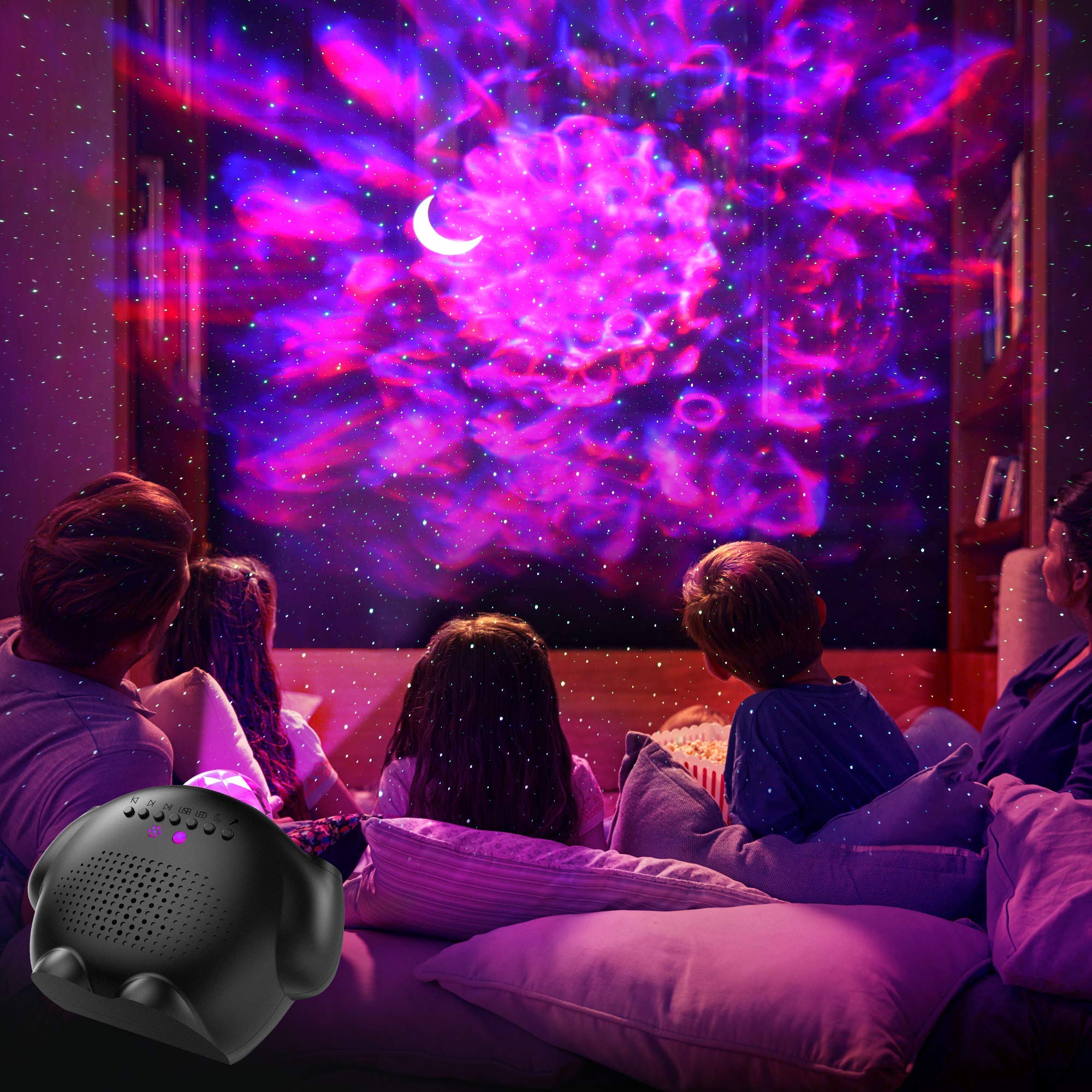 Projecteur Ciel Étoilé 4 en 1, Lampe LED Dynamique 32 Effets Galaxy, Minuterie Réglable, Veilleuse pour Bébé Enfant, Décoration Chambre (Noir)