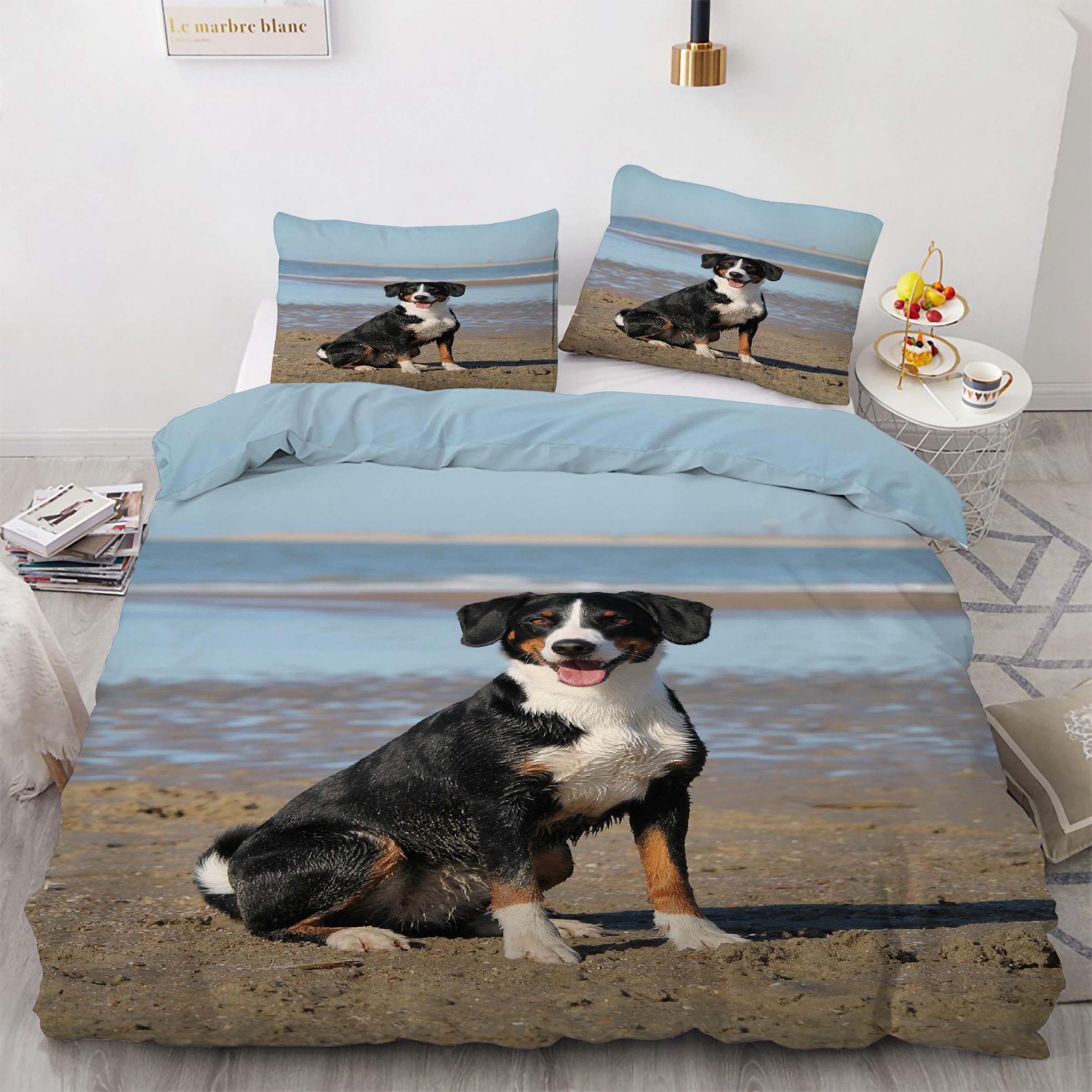 Housse de couette 220x240 microfibre douce avec parure de lit motif animal Kg2249