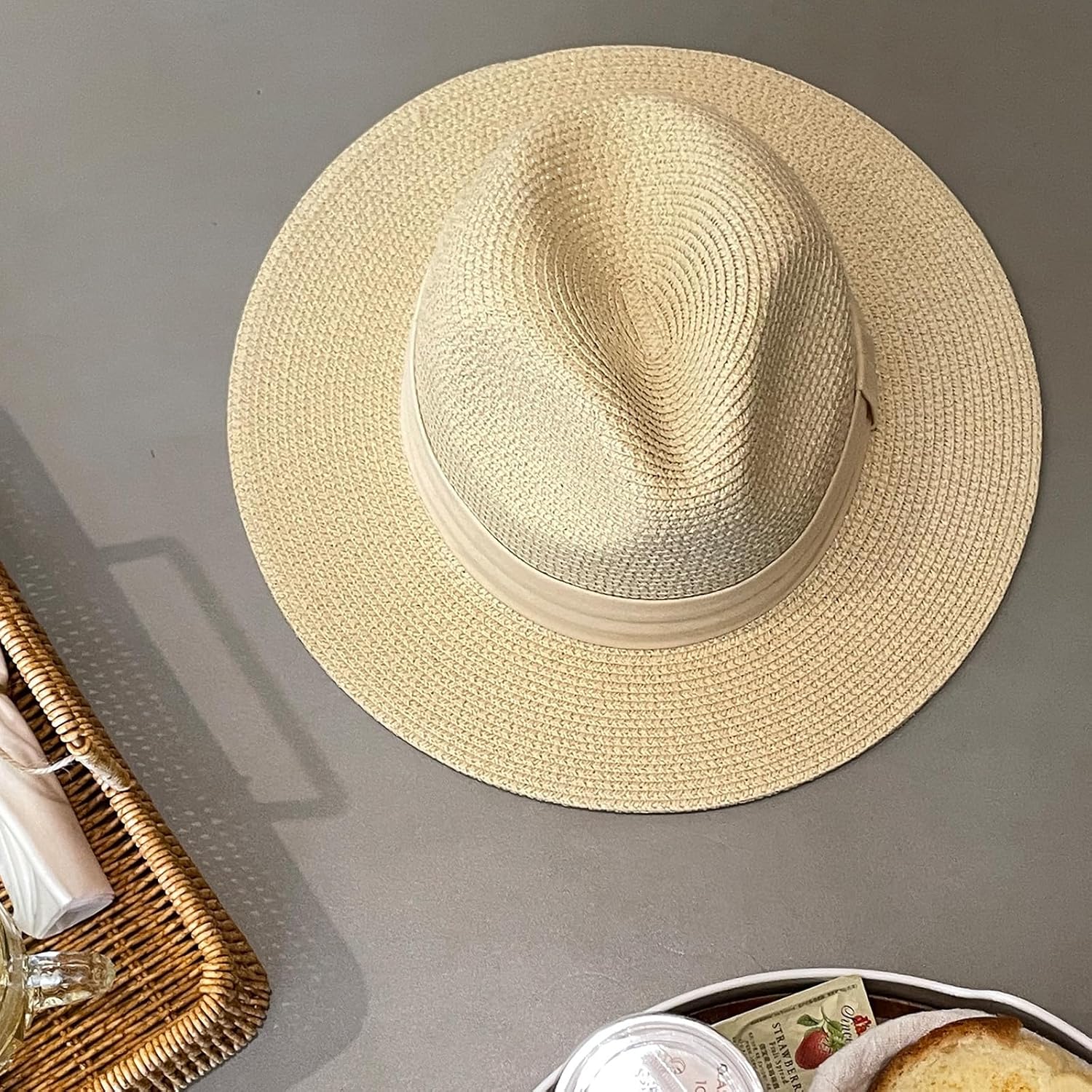 DRESHOW Women Straw Panama Hat Travel Fedora Beach Sun Hat Summer Wide Brim Straw Roll up Hats UPF 50+ - Image 8