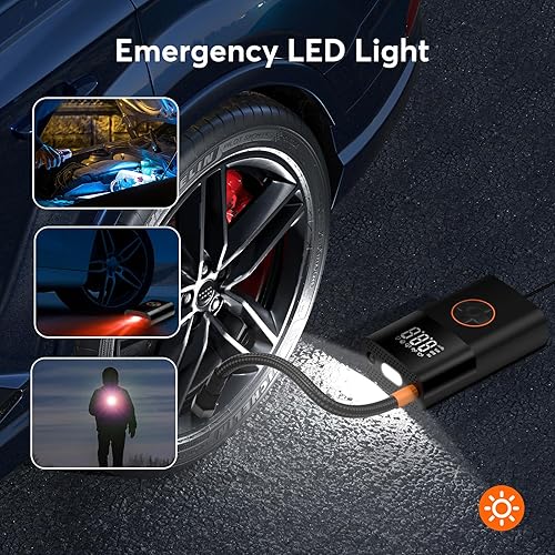 Miniatura 7 de Inflador de neumáticos Compresor de aire portátil (negro brillante)