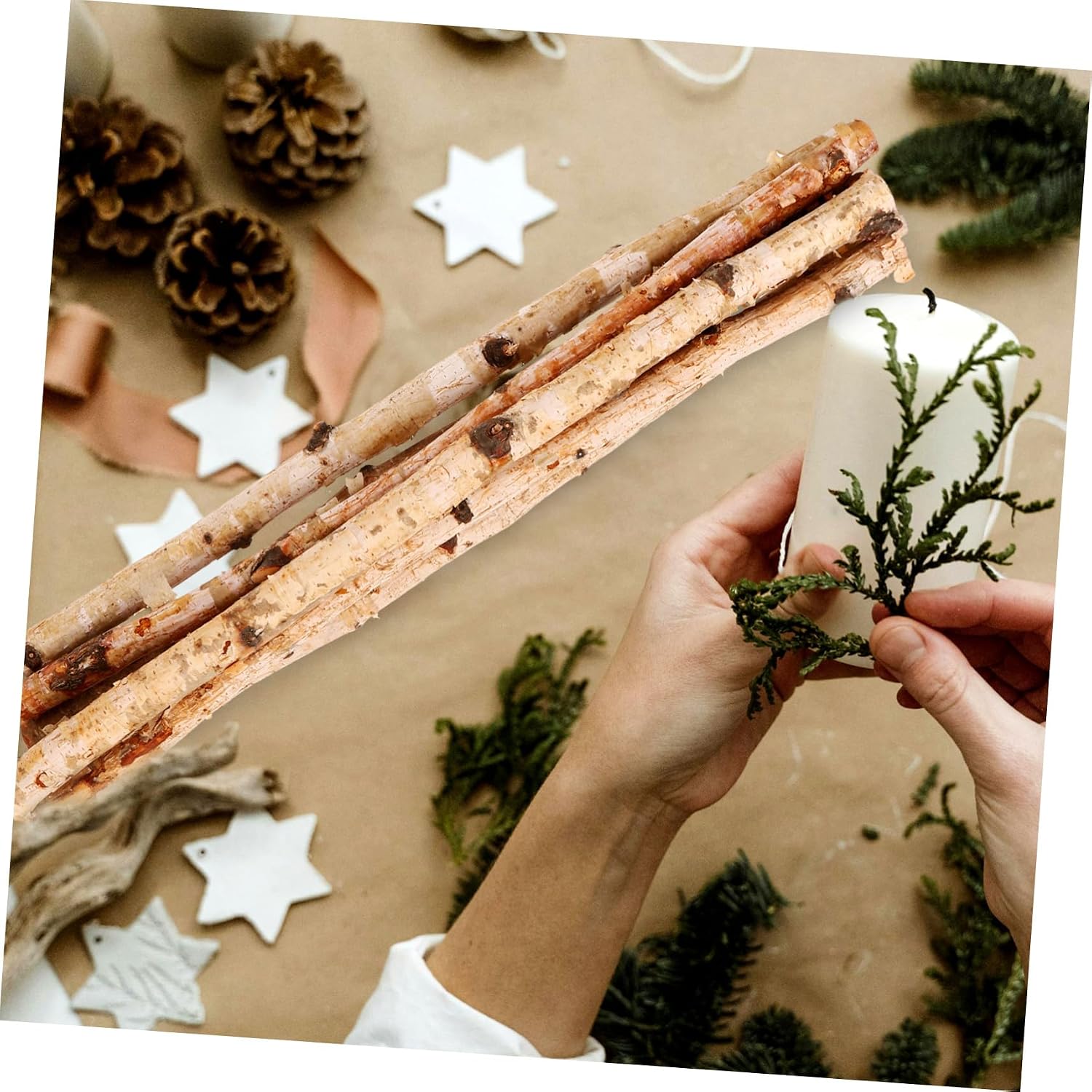 6pcs Natural Wood Sticks for Crafting DIY Photo Props Floral Arrangements Durable Branch Sticks for Home Decoration Creative Projects for Wreaths
