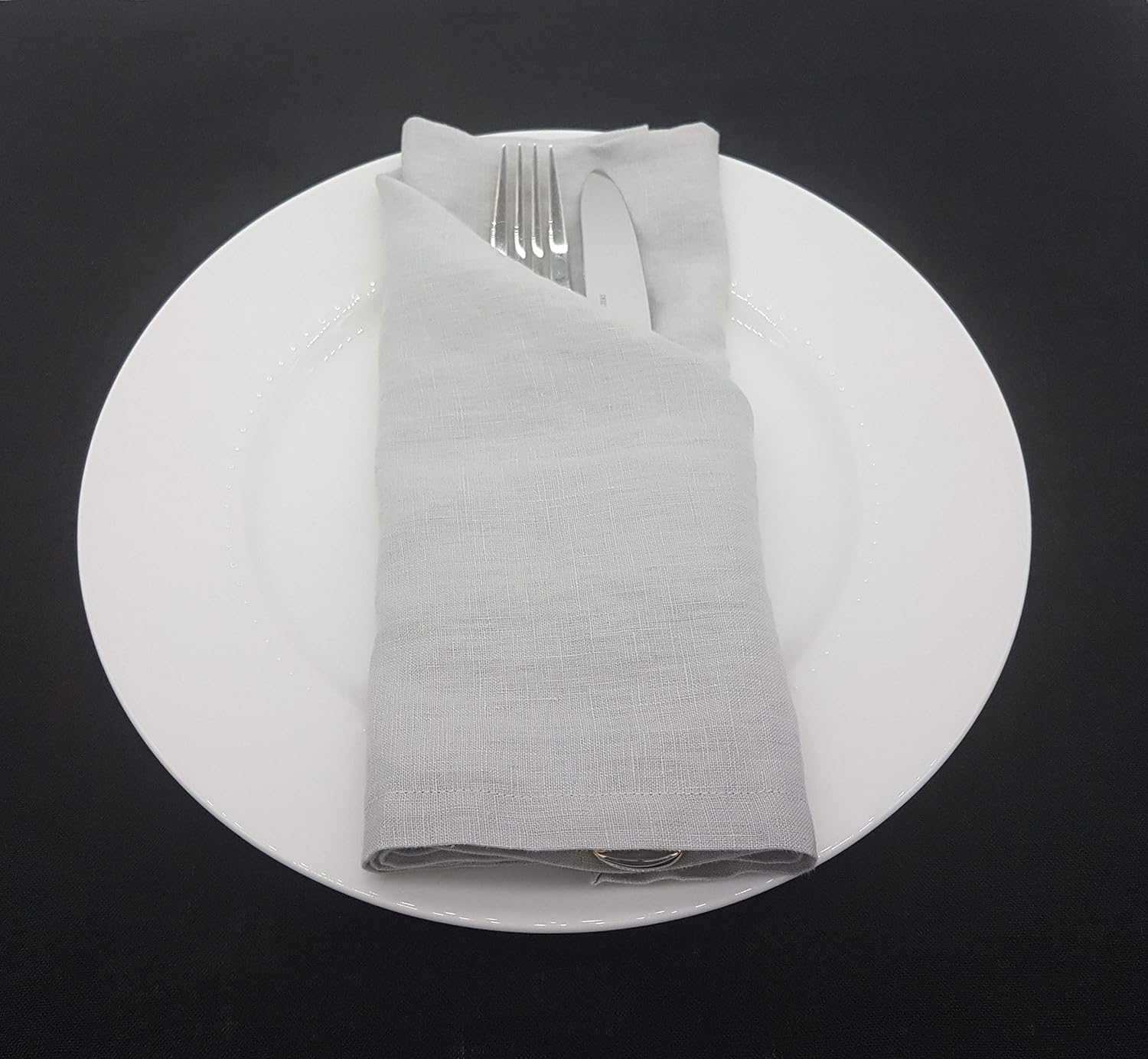 MARC OLIVER Linen Cloth Napkins Light Grey. Pack of 4. Handmade 20"x20", Fully Hemmed with Mitered Corners Fully Washable Pure Linen Napkin for Everyday Dining Table, Kitchen, Home, Thanksgiving