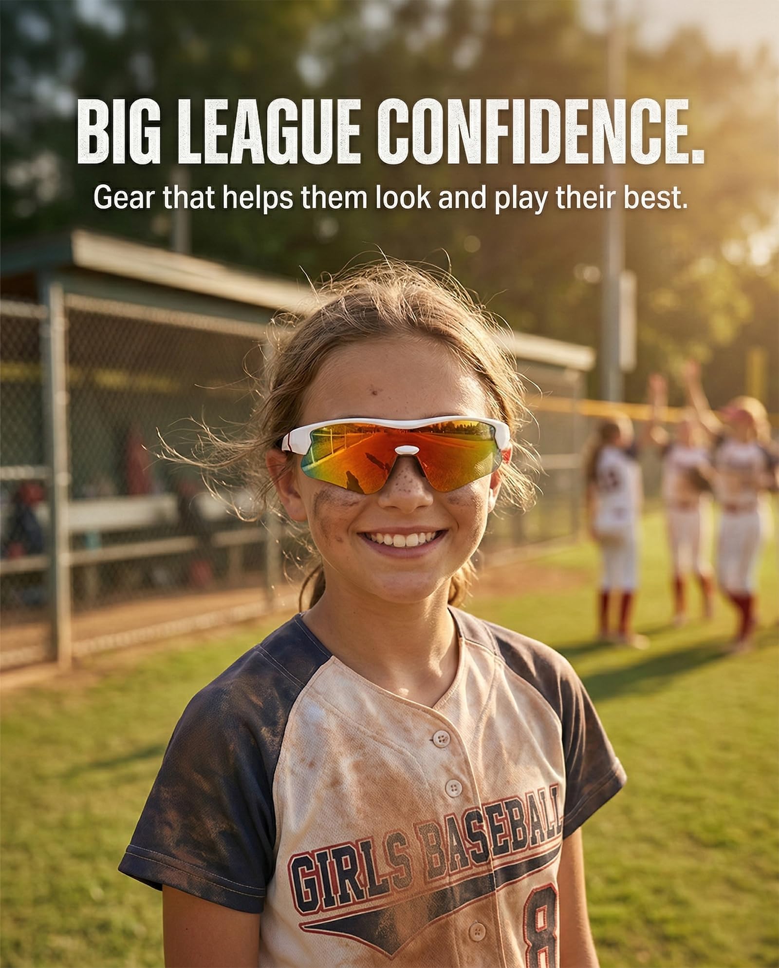 maivnz Dziecięce okulary baseballowe, młodzieżowe okulary do softballu