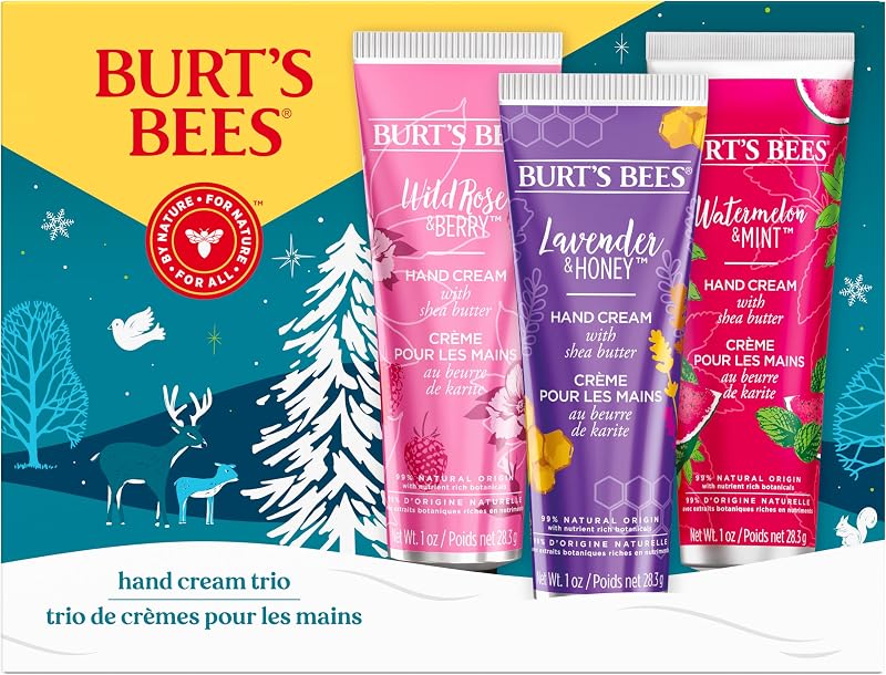Juego de trío de crema de manos con manteca de karité y cuidado de la piel corporal de 3: miel de lavanda, menta de sandía y bayas de rosa silvestre (paquete de 3)