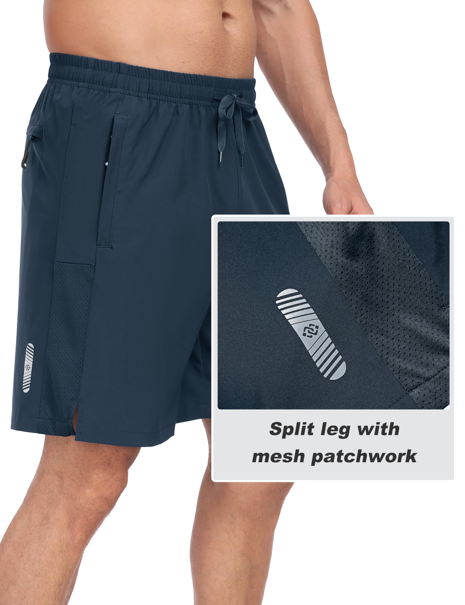MoFiz Pantalocini Sportivi Uomo Leggeri Pantalocini Corti da Corsa Jogging Allenamento Estivi Shorts ad Asciugatura Rapida con Tasche Zip