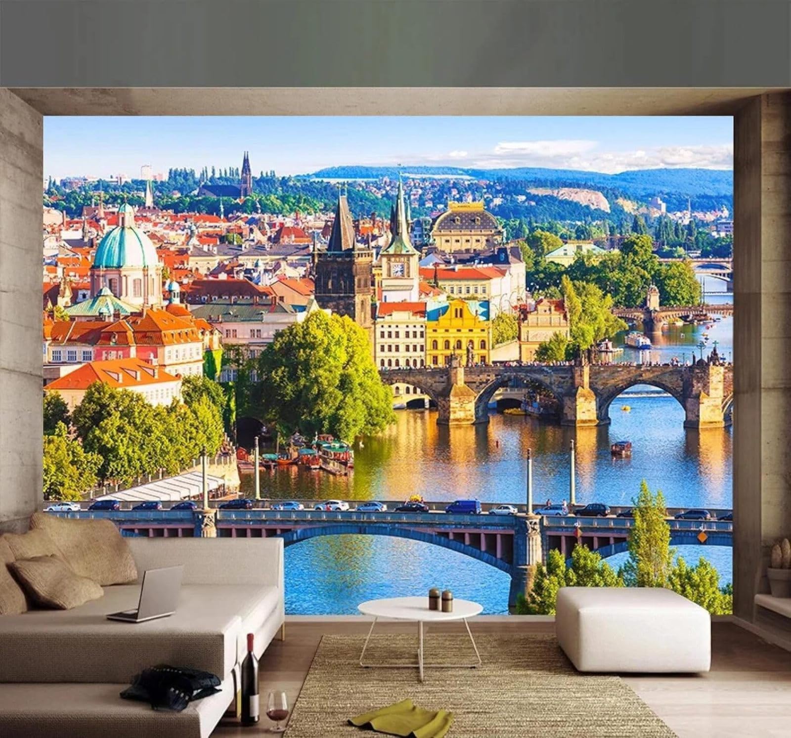 Xlming 300Cm×210Cm(B×H) Beautiful Urban Architecture Landscapes Bridges Scenery 3D Wallpaper Premium Textured Silk Study Dining Living Room Bedroom Sofa Tv Wall Easy Install-300Cm×210Cm