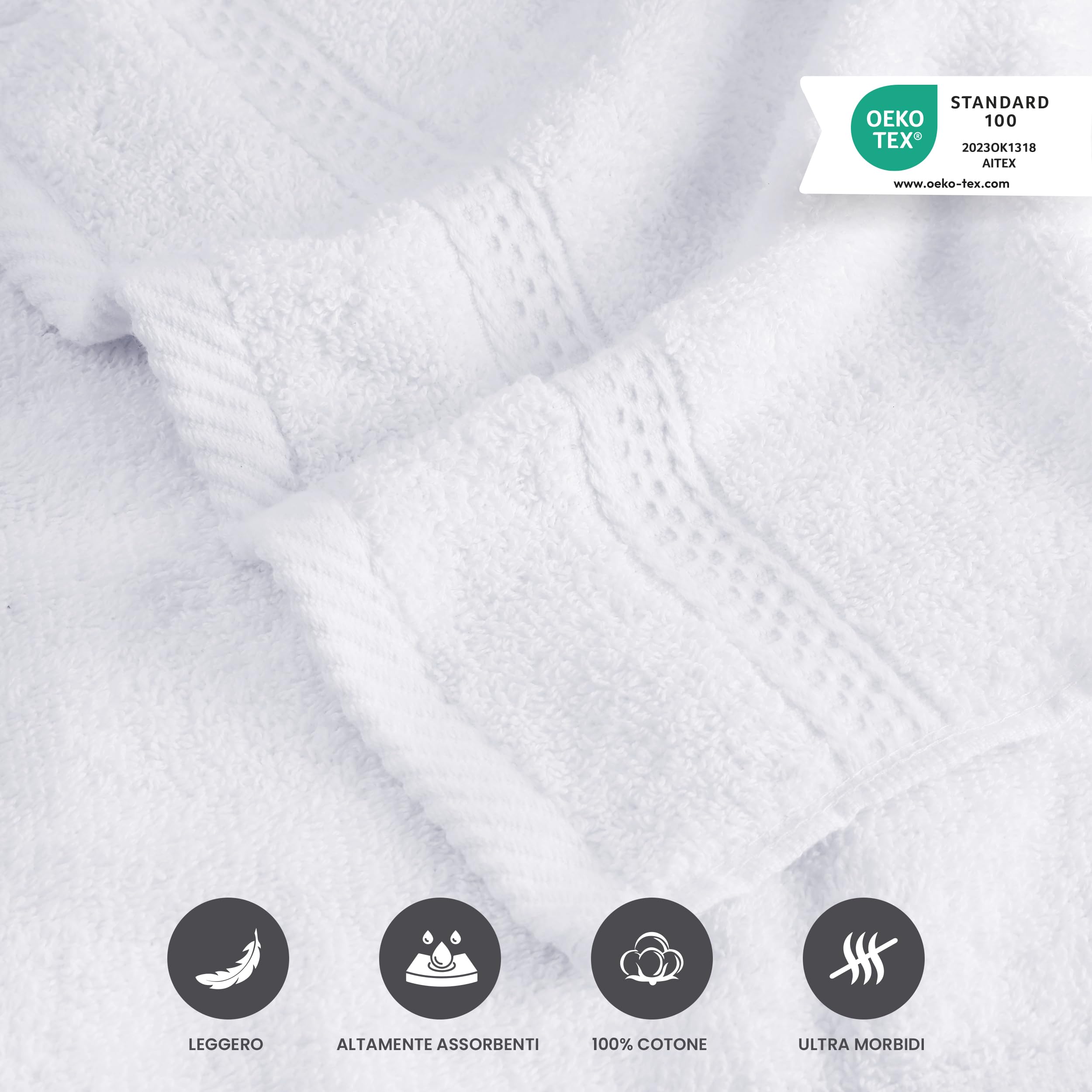 Utopia Towels - Set Premium di 10, Asciugamani Per Ospiti, 30 x 50 cm Asciugamani Per Viso e Mani Con Gancio, Asciugamani Per Bidet Altamente Assorbenti, 100% Cotone (Bianco)