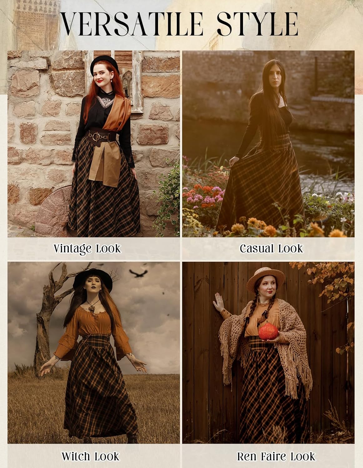 Scarlet Darkness Victorian Skirts for Women Plaid Maxi High Waist Long Skirt - Image 6