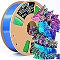 OVV3D 3D Printer Filament, Tricolor PLA Filament 1.75mm Silk Rainbow Filament Blue Red Green, 3D Printing Accessories PLA Filament Multicolorfor Most FDM 3D Printers, 2.2lbs
