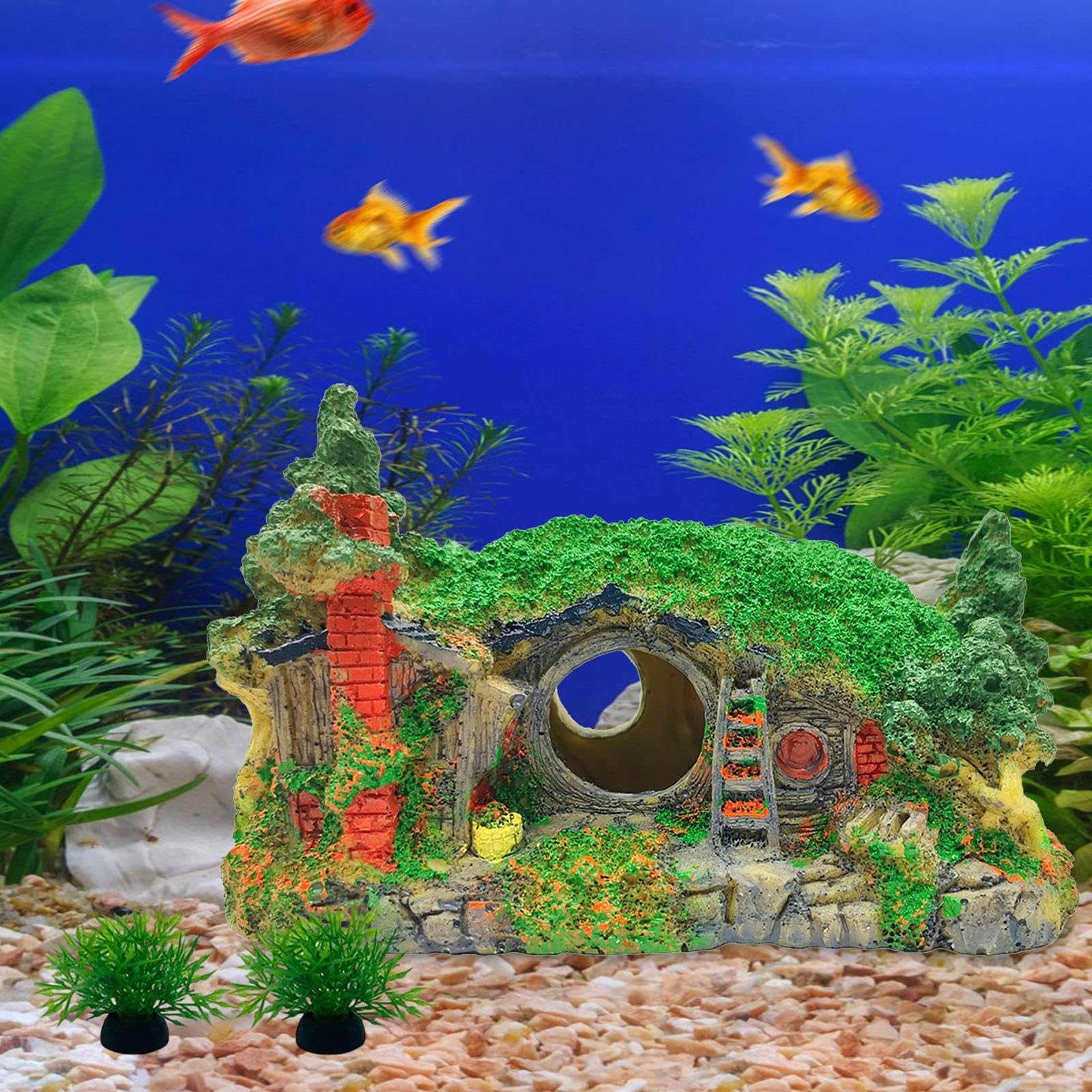 Decorazione per Acquario, Accessori per Acquario, Rifugio per Pesci Betta, Grotta Harz, Casa