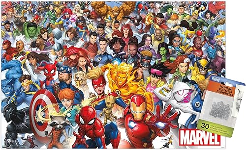 Trends International Marvel Comics - Póster de pared de The Marvel Lineup 2023, 14.72 x 22.37 pulgadas, paquete de póster premium y alfiler