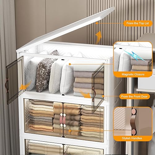 Miniatura 7 de 896QT-112QT28GAL*8 contenedores de almacenamiento apilables grandes con tapas y ruedas, cajones de almacenamiento apilables, paquete de 8