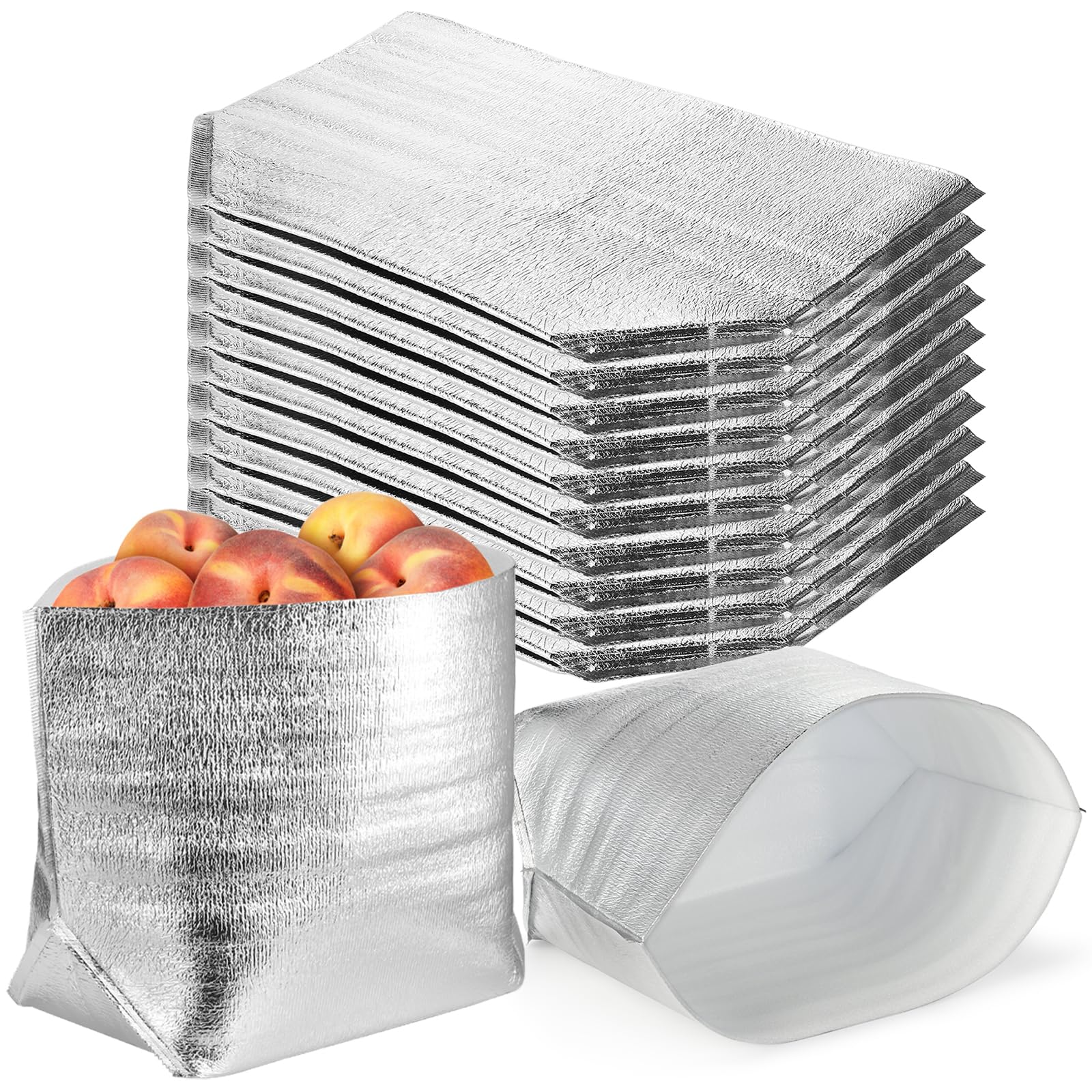 ZEAYEA Paquete de 10 bolsas de envío aisladas, forros térmicos para alimentos congelados y calientes, bolsas de aislamiento reutilizables impermeables para lonchera, camping, picnic
