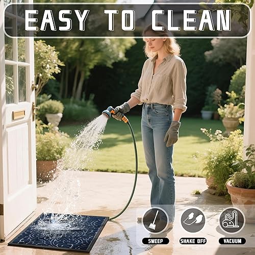 Miniatura 6 de Yimobra Tapete para puerta de entrada exterior, 29.5 x 17 pulgadas, impermeable, resistente, para puerta delantera, tapete antideslizante resistente