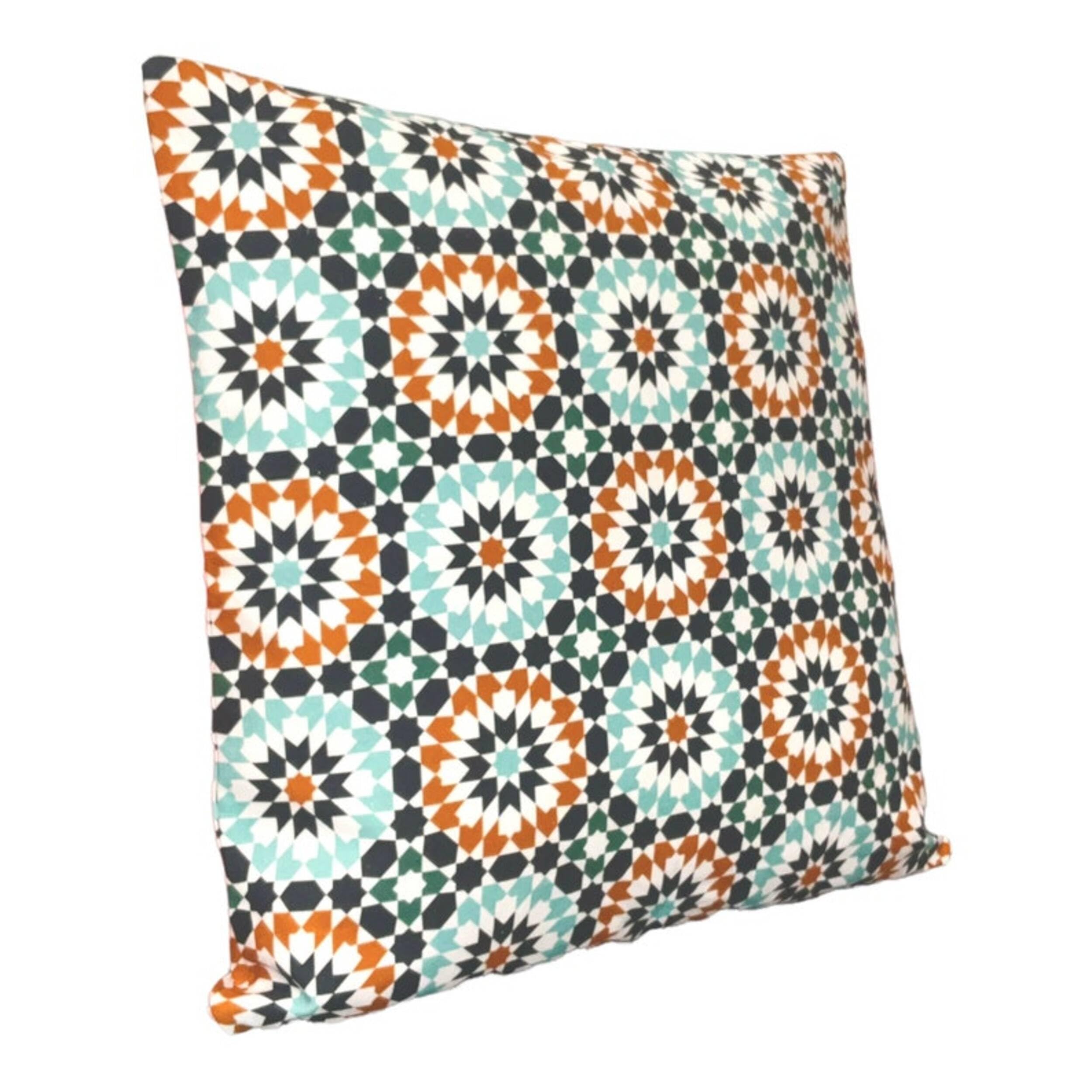 Moroccanity Tiles Mosaic Moroccan Original Cushion Covers - Moorish Arabesque Style Zellige Pillow Cover - Home Decor Cushion - 43 X 43 Cm