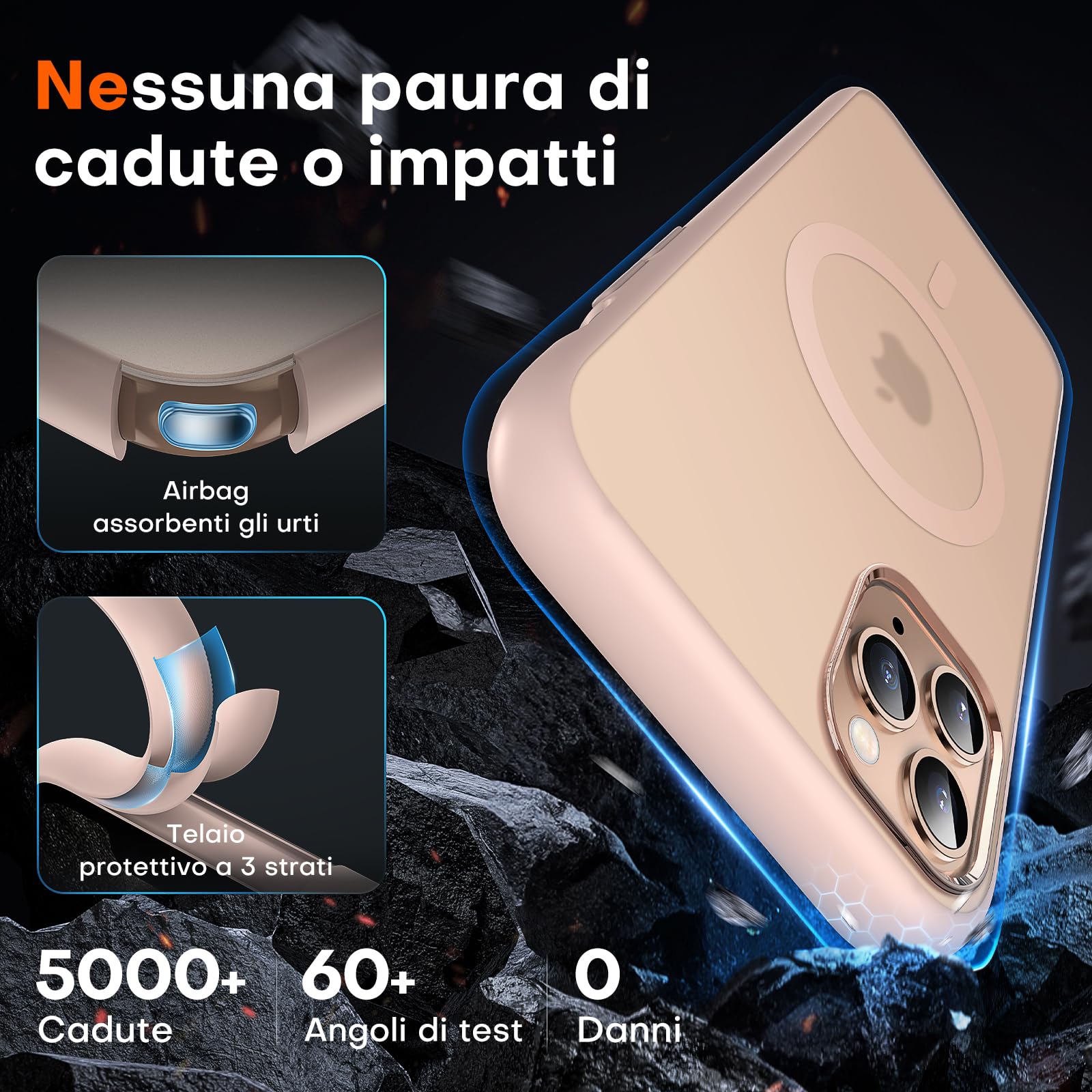 TOCOL Cover Magnetica per iPhone 11 Pro 5,8 Pollic, Compatibile con MagSafe, Custodia Antiurto Traslucida Opaca, Titanio Sabbia