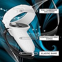 Vista 5 de (1 Pair) Orzero Silicone Controller Cover Compatible for Quest 2, Anti-Throw Soft Protective VR Gaming Headset Handle - White