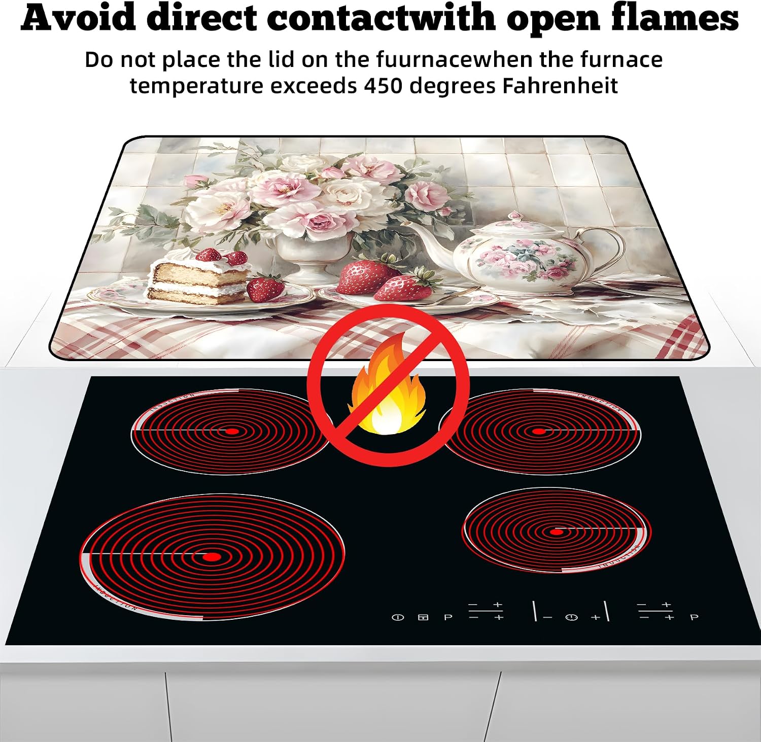 Multi-Design Stove Cover for Glass/Electric Stoves - 3-in-1 Heat-Resistant Protector Mat, Non-Slip Drying Rack 28"x20"