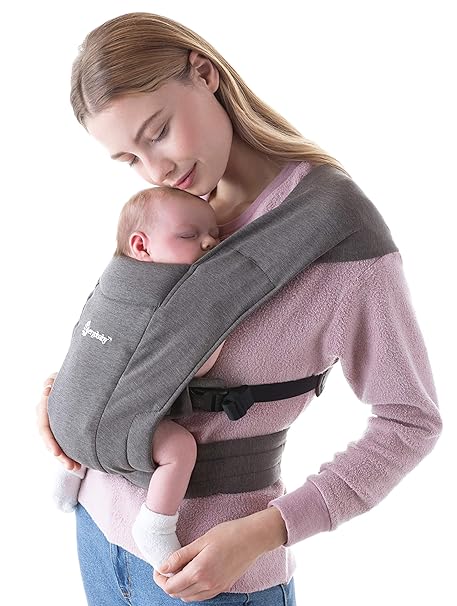 Ergobaby Embrace Baby Carrier Specially for Newborns from Birth with Head Support, Spreadable Cross Straps And Supportive Waistbelt, Super Soft and Ergonomic, 2 Carry Positions, 3-11 Kgs, Heather Grey