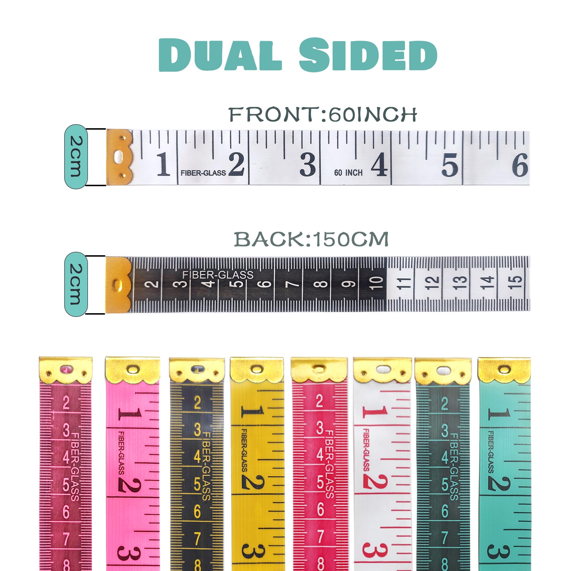 2 Pack Soft Tape Measure Body Measuring Tape,60 Inch/150cm Double Scale Tailor Ruler for Weight Loss,Fabric Craft Tape Measure & Medical Body Measurement (Pink,Yellow)