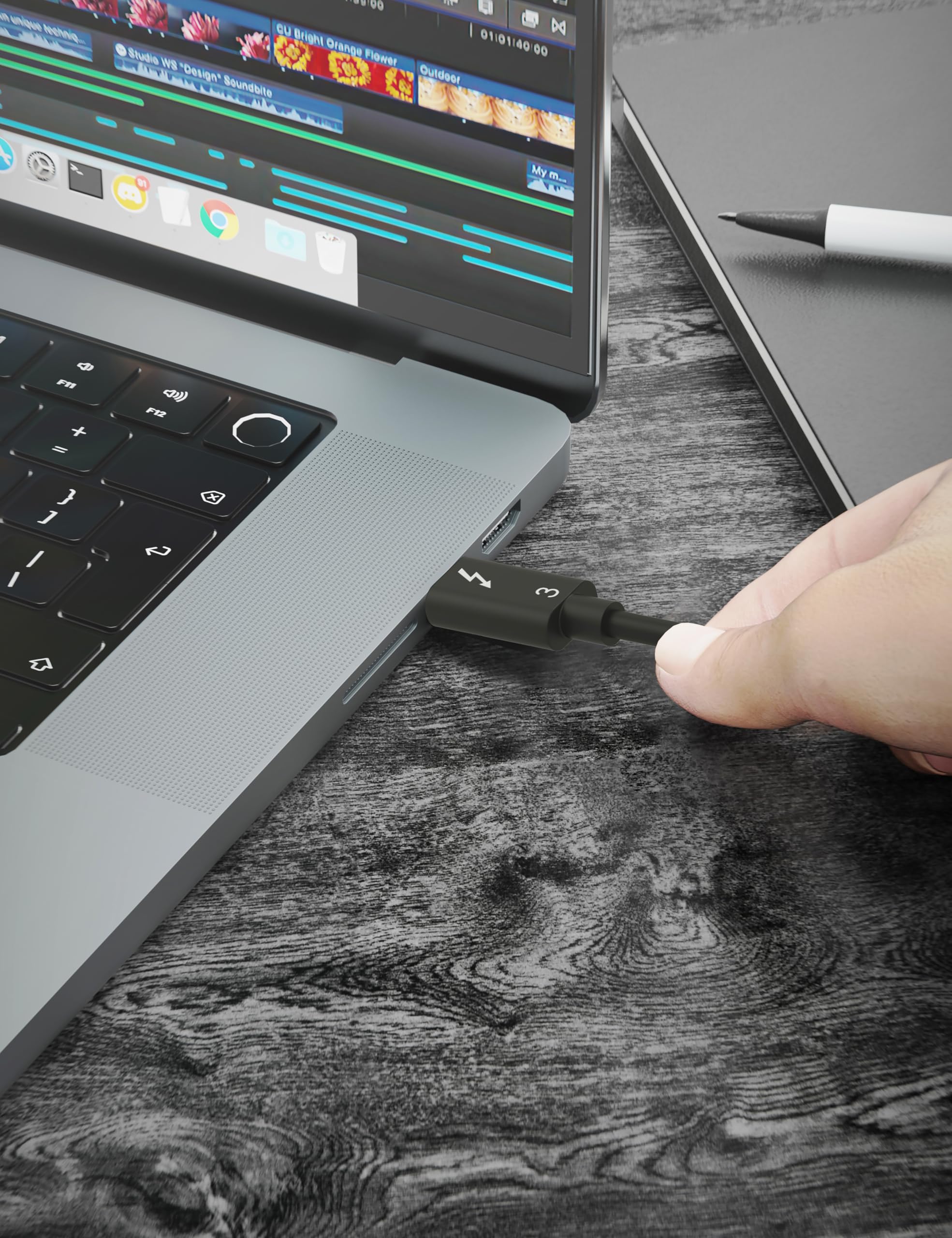Câble USB C Thunderbolt 3, Certifié Intel, Type C Charge Rapide100W/40Gbps/5K UHD, Câble USB-C vers USB C Compatible pour Moniteur, écran Studio, M1 M2 Macbook, SSD, eGpu, Station D'accueil (CB-T320)