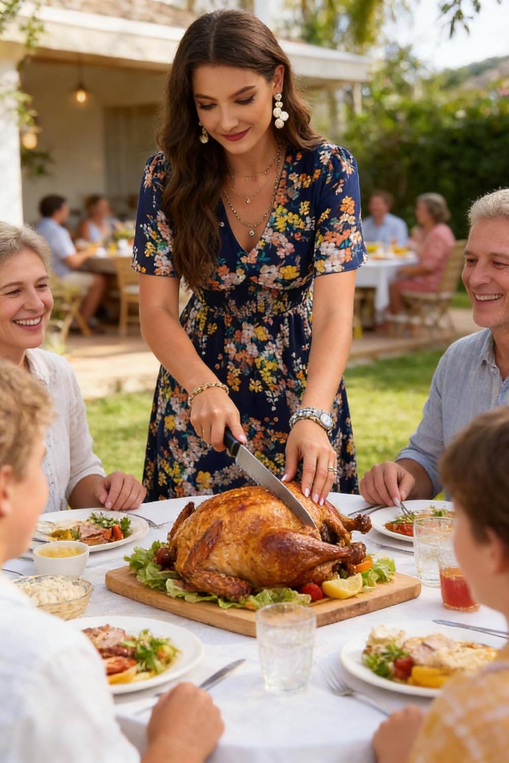 Krumba Women Floral Boho Dress: Summer Ruched Maxi for Wedding Guest - Casual V-Neck Short Sleeve Midi for Beach Party Church - Image 3