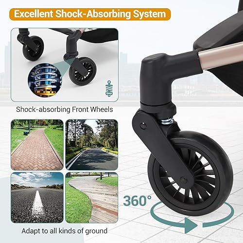 Miniatura 6 de Cochecito de bebé ligero de menos de 10 libras, cochecitos de viaje para avión con bolsa de transporte, cochecito compacto plegable con una sola