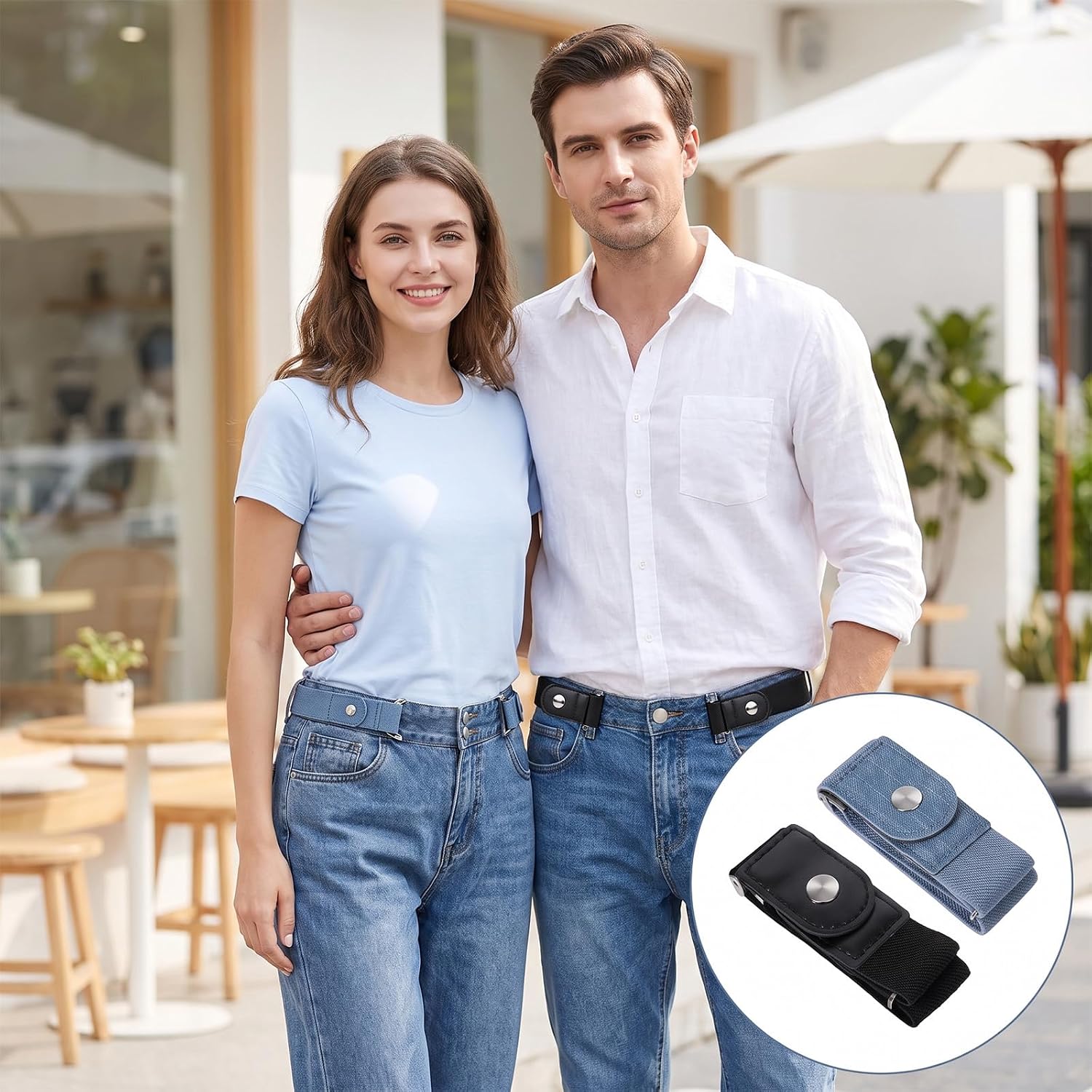 4 Pcs Men No Buckle Belt 2 Loop Invisible Elastic Pants Side Belts
