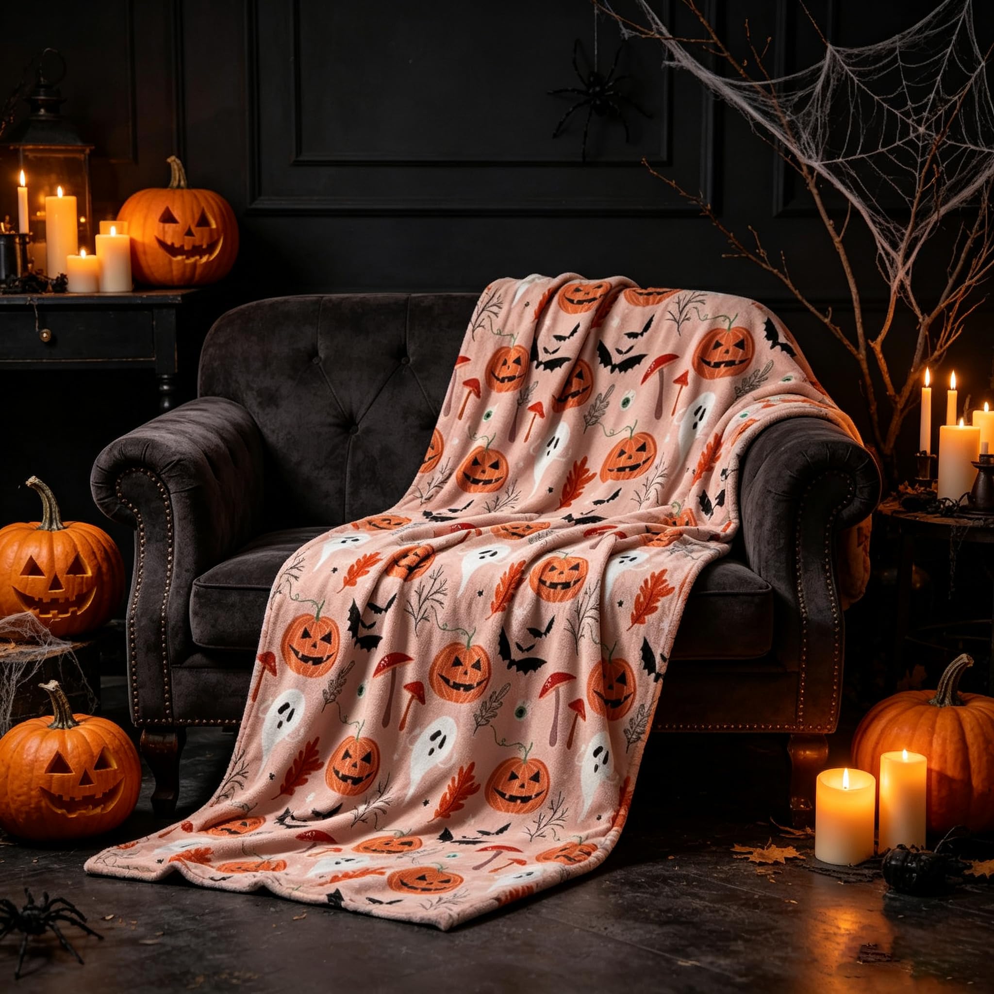 KDFSSIPE Halloween Blanket 150x100cm -Cozy Autumn Throw Halloween Decor