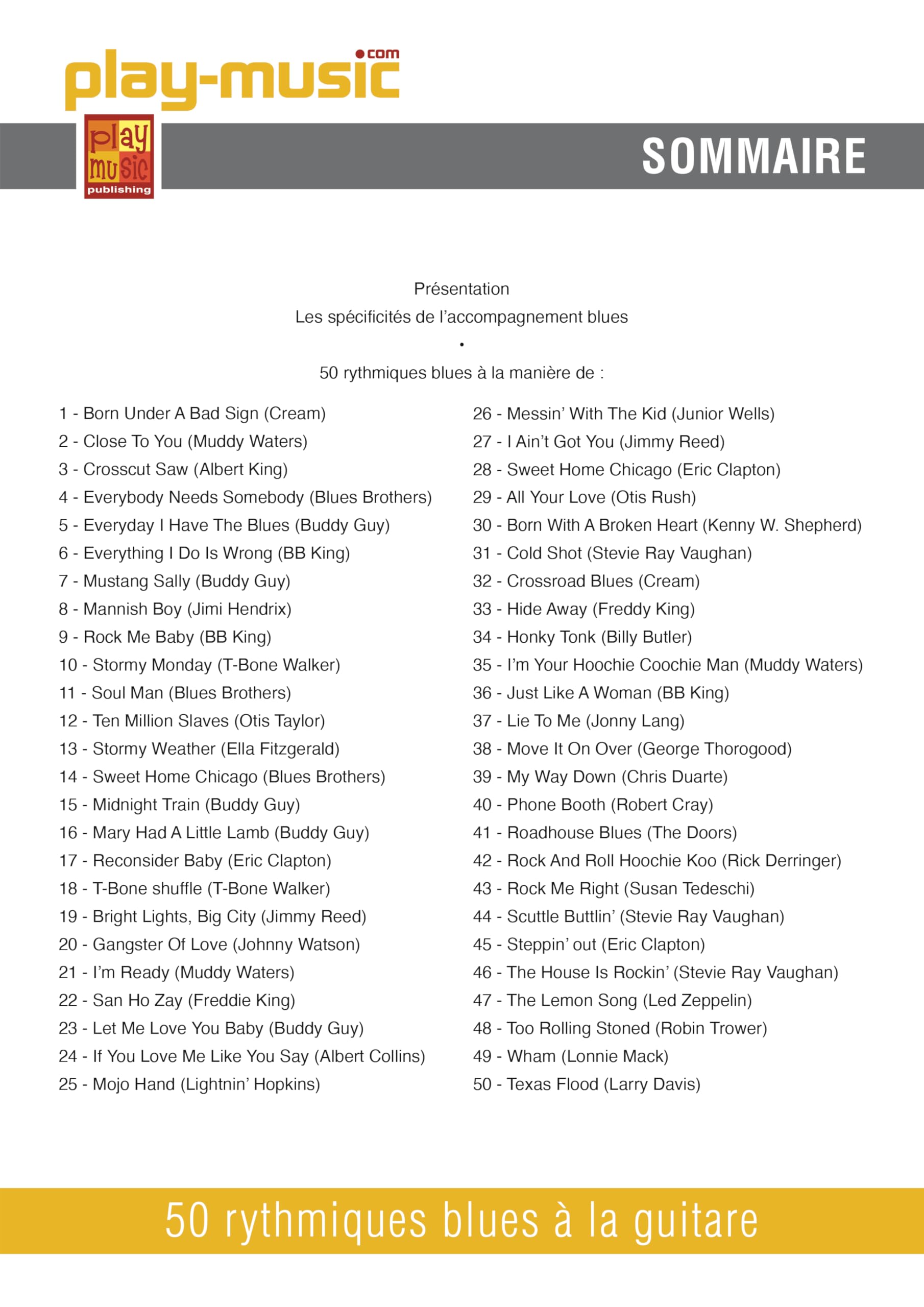 50 Rhythmiques Blues A La Guitare. Comprend CD + DVD