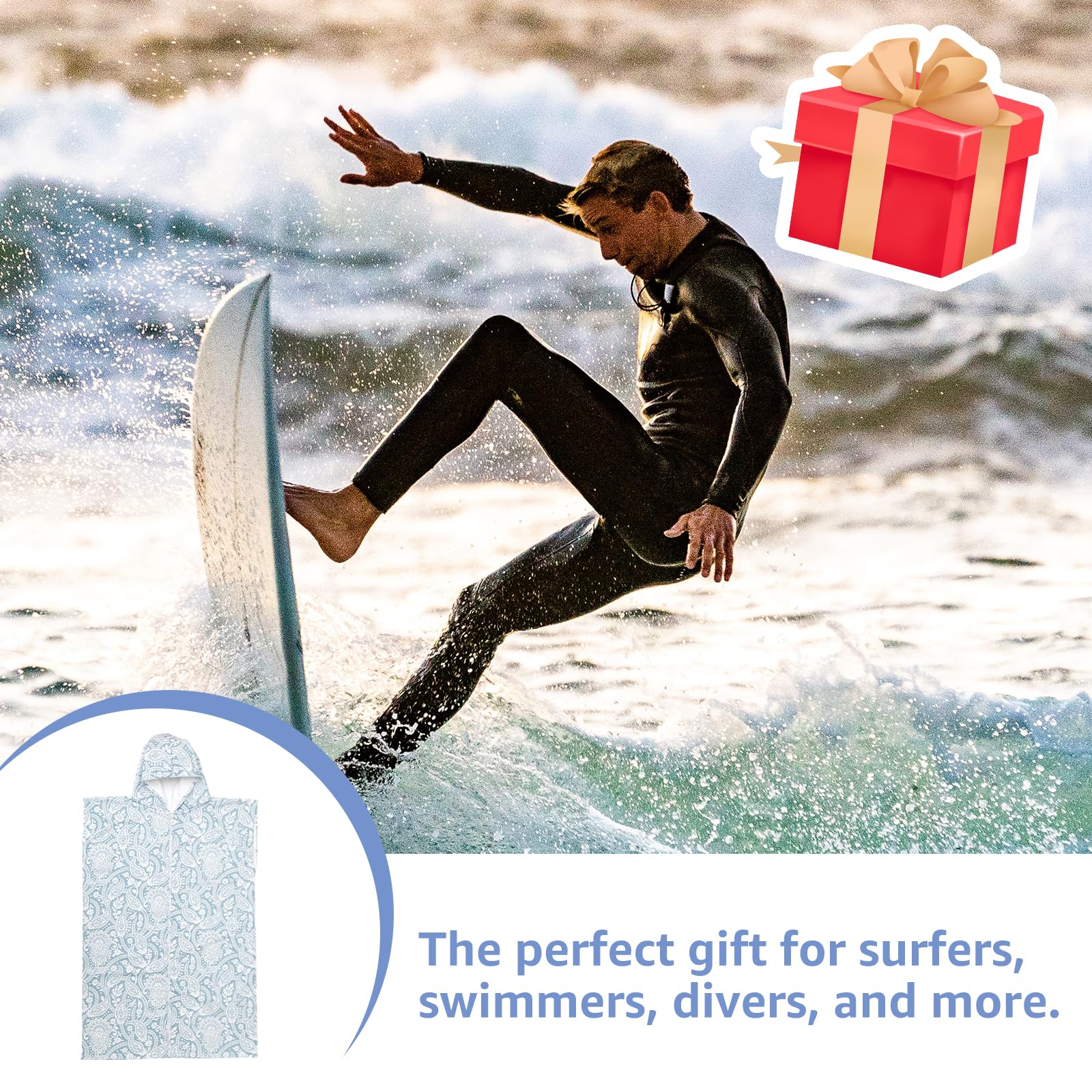 Robe Serviette En Microfibre Avec Capuche Poncho Robe à Changement Rapide Avec Fermeture éclair Manches Courtes Surdimensionnées Poncho De Surf Serviette De Plage Robe